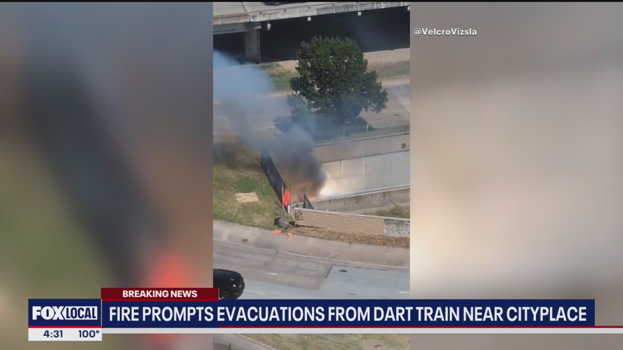 Video shows DART train on fire in Dallas