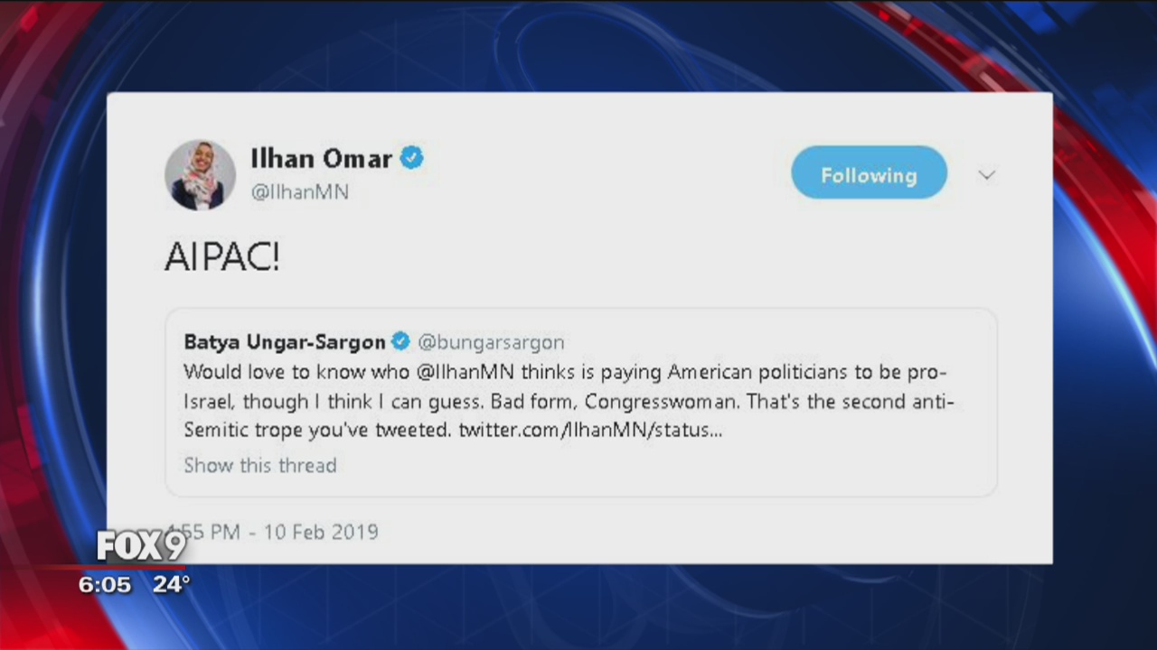 Rep. Ilhan Omar apologizes for "anti-semitic" tweet