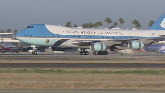 Air Force One arrives in Long Beach