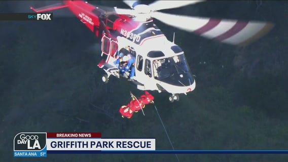 Woman rescued after car plunges off cliff in Griffith Park