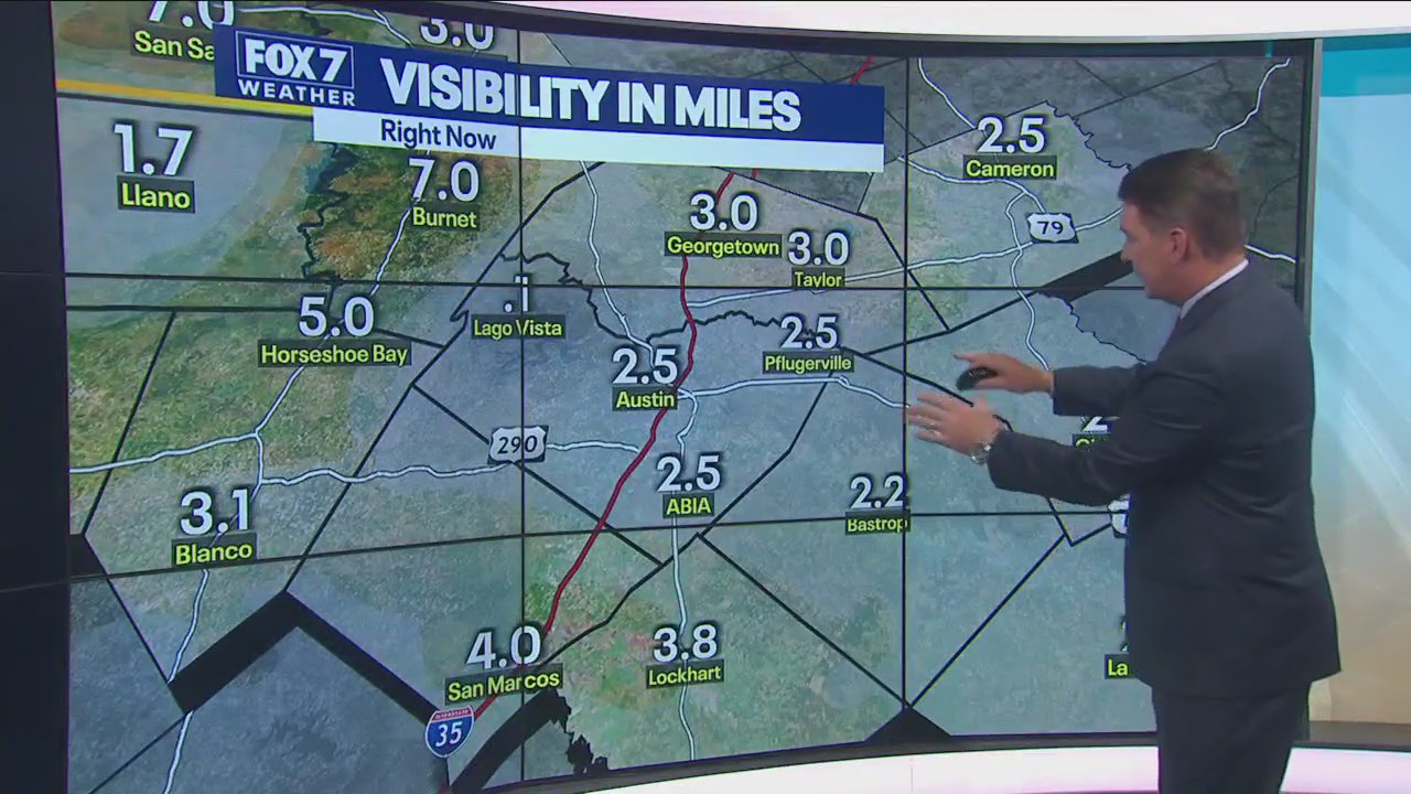 Foggy morning with light rain, warmer afternoon ahead