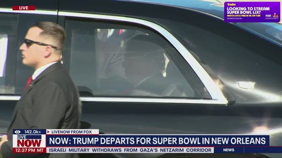 President Trump departs for Super Bowl LIX, first sitting president to attend