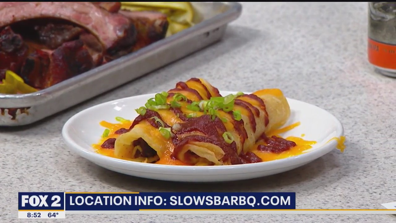 Slows Barbq Stops by to make Brisket Enchilada