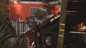 Car crashes into backyard in South LA