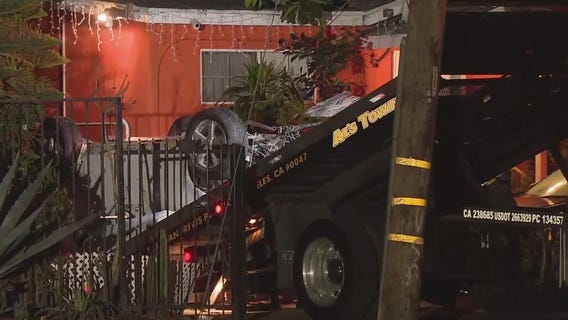 Car crashes into backyard in South LA