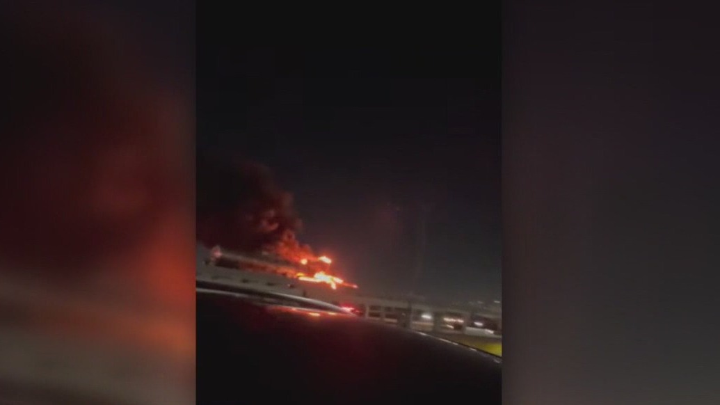 18-wheeler fire causes traffic nightmare in South Houston