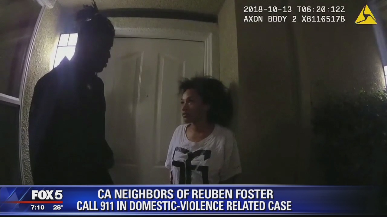 Police release body camera video of October domestic violence call for Redskins linebacker Reuben Foster