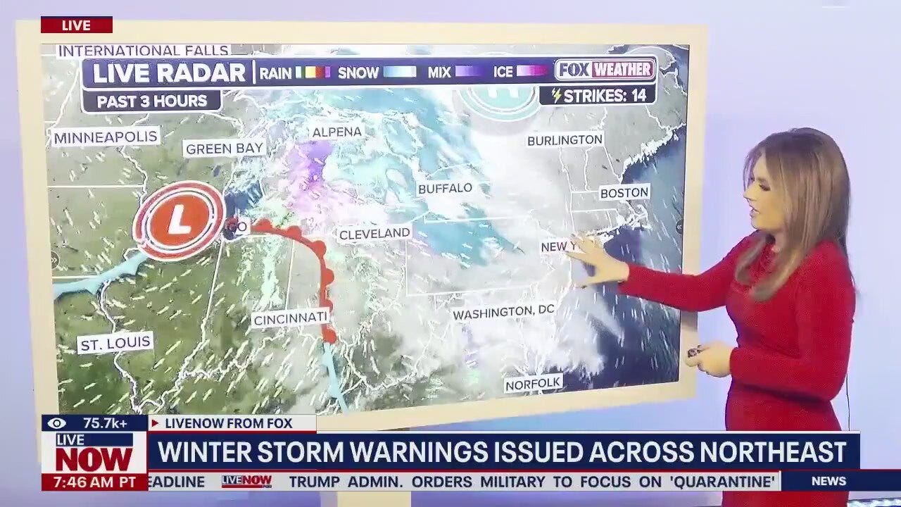 Winter storm warnings issued across Northeast