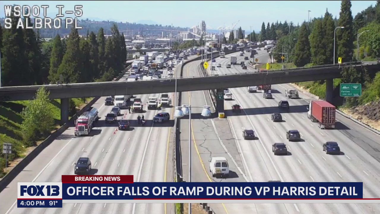 Bellevue motorcycle officer injured while on service detail for VP Harris' Seattle visit