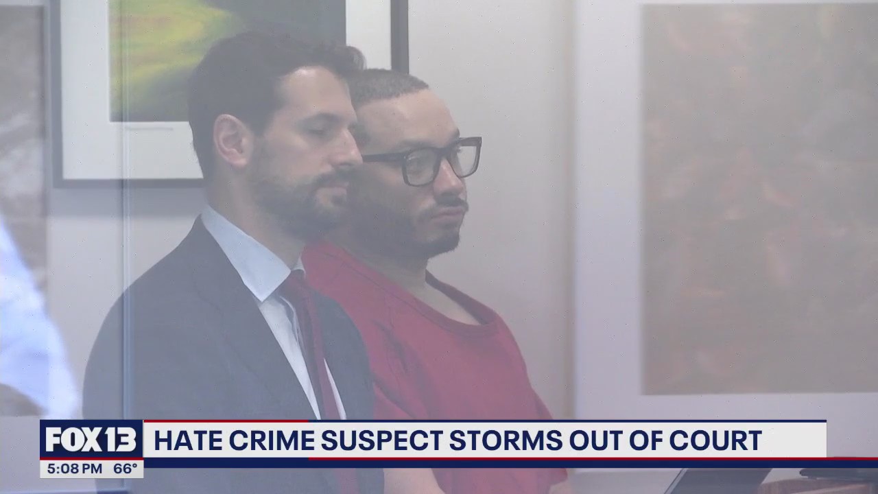 Man accused in Seattle hate crime flips off cameras, storms out of courtroom