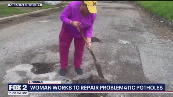 Pontiac woman fed up with city response, patches potholes herself