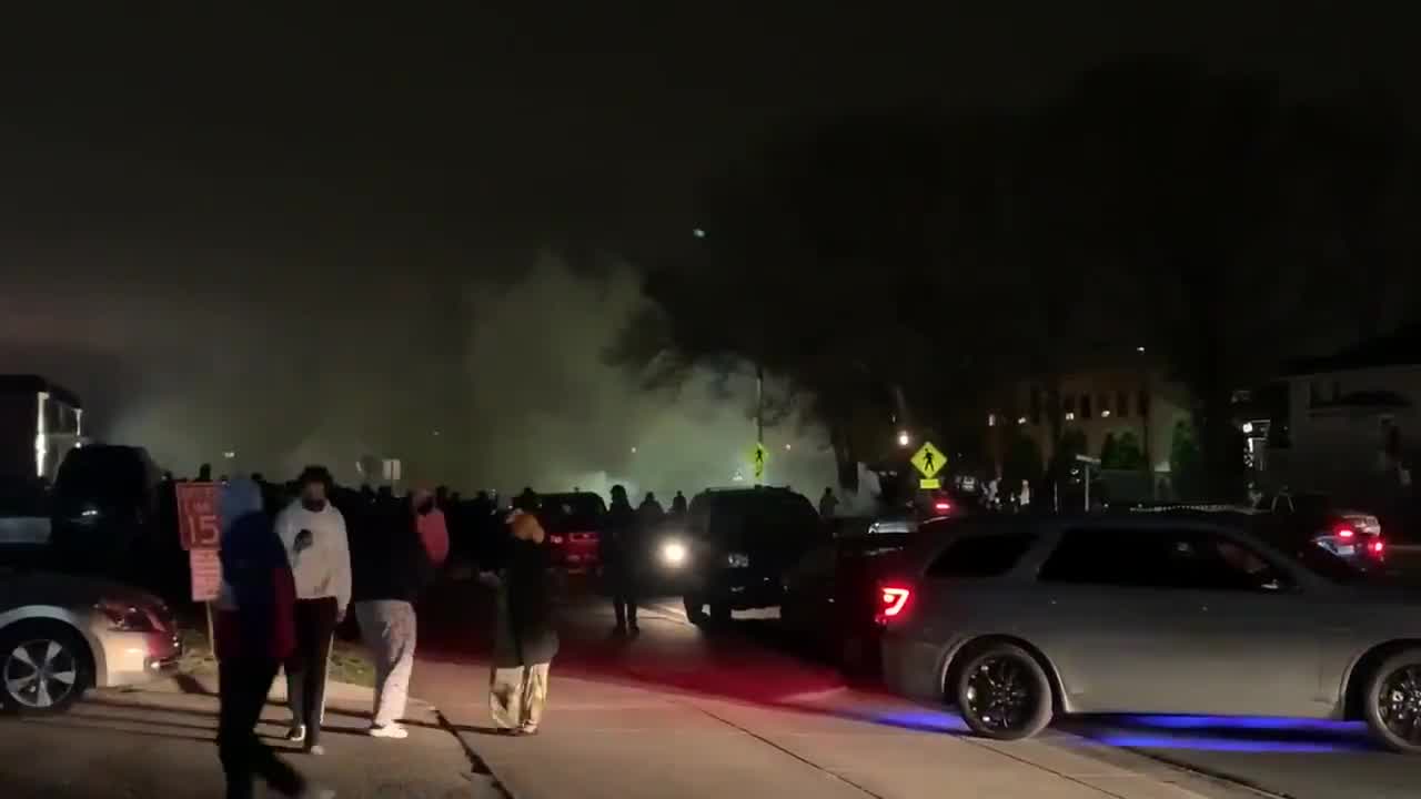 Police use flash bangs and tear gas to disperse protesters in Brooklyn Center after police shooting