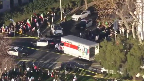 U-Haul driver plows through LA protesters calling for change in Iranian government