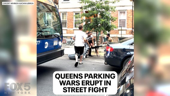 NYC parking spot fight over trash cans blocking space