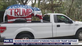 School revokes student parking pass over Trump display