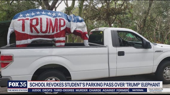 School revokes student parking pass over Trump display
