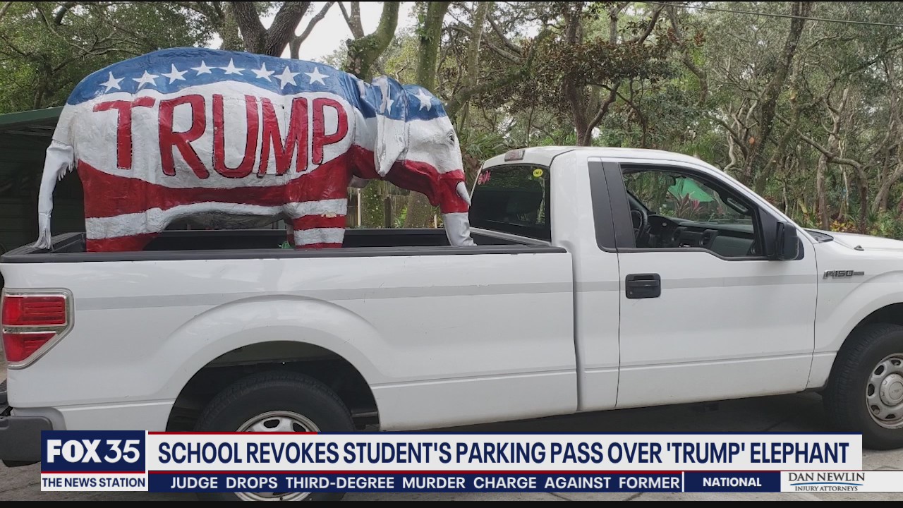 School revokes student parking pass over Trump display