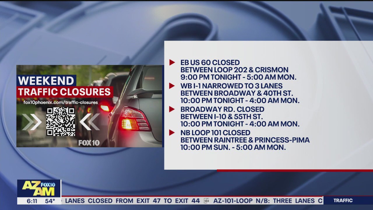 Phoenix weekend freeway closures (March 8-11)