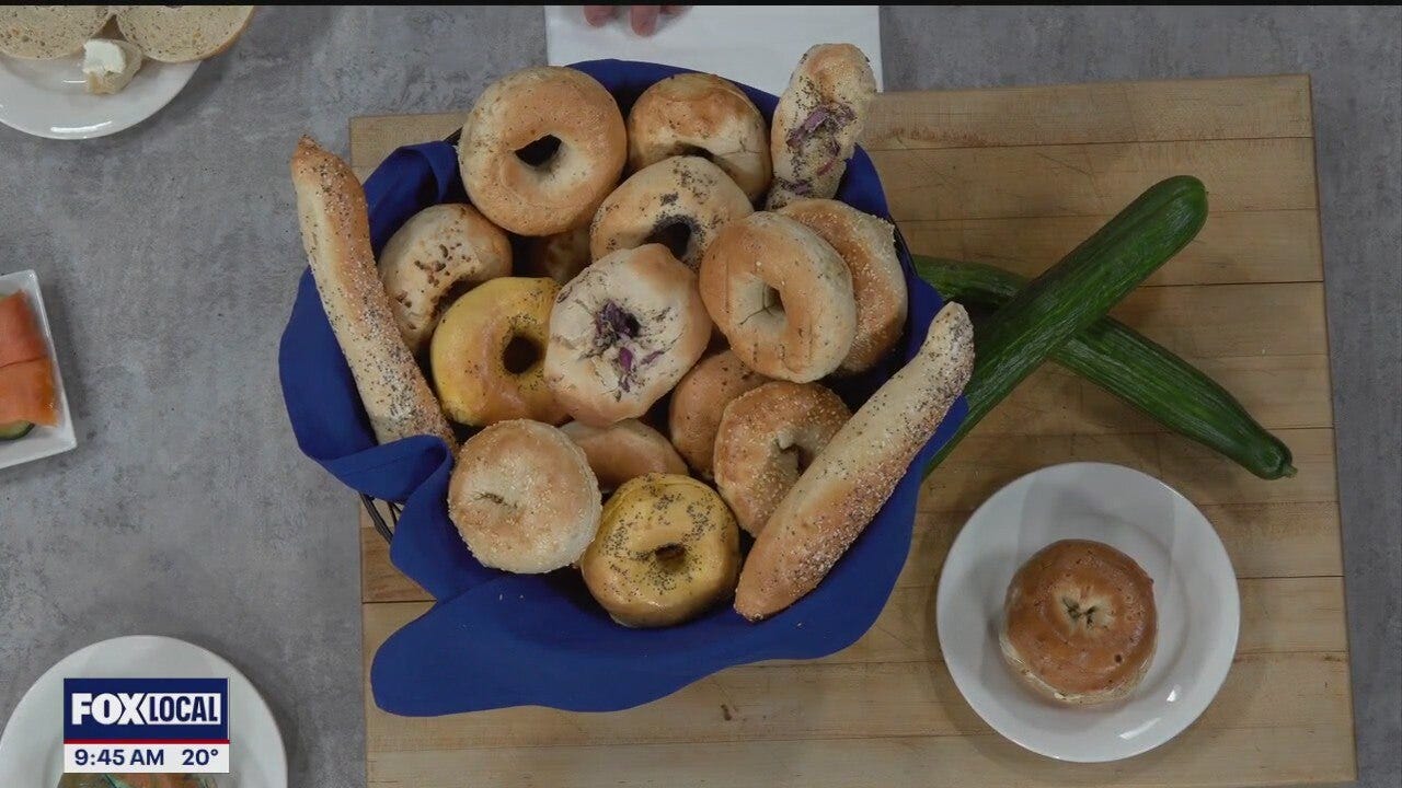 Making chive and onion cream cheese with Jerusalem Pizza