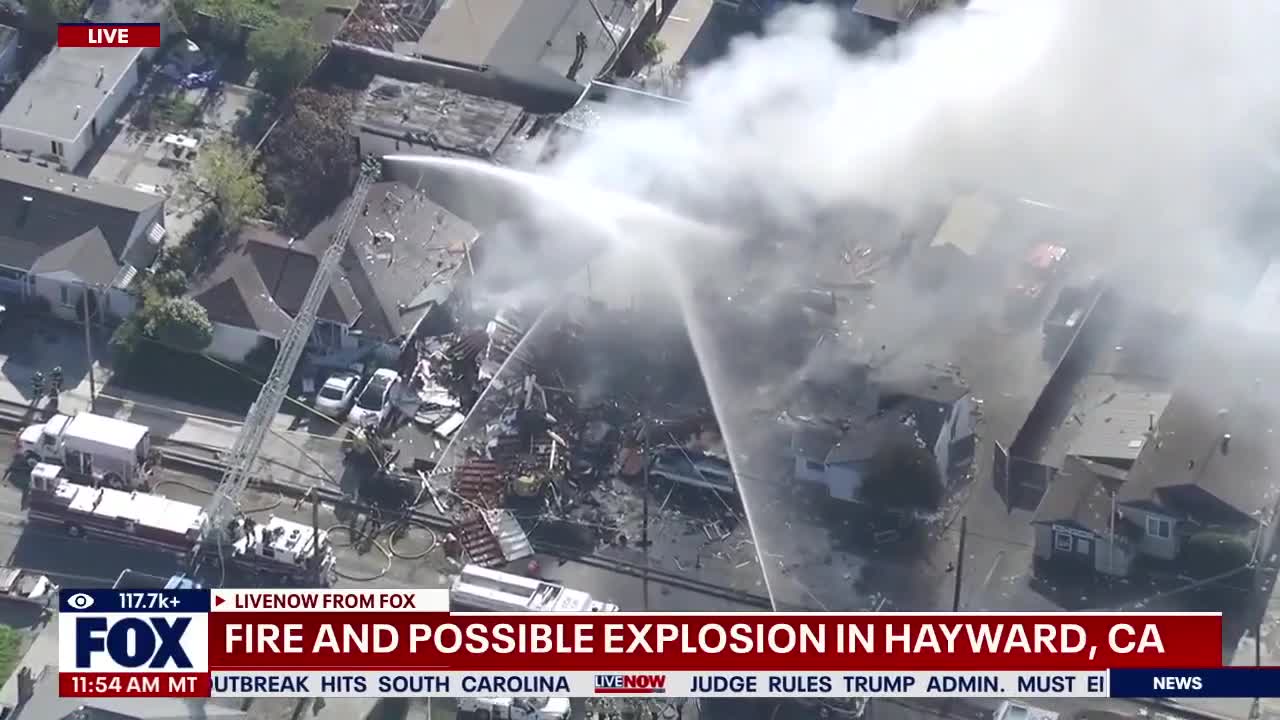 Fire & explosion in Hawyward, CA
