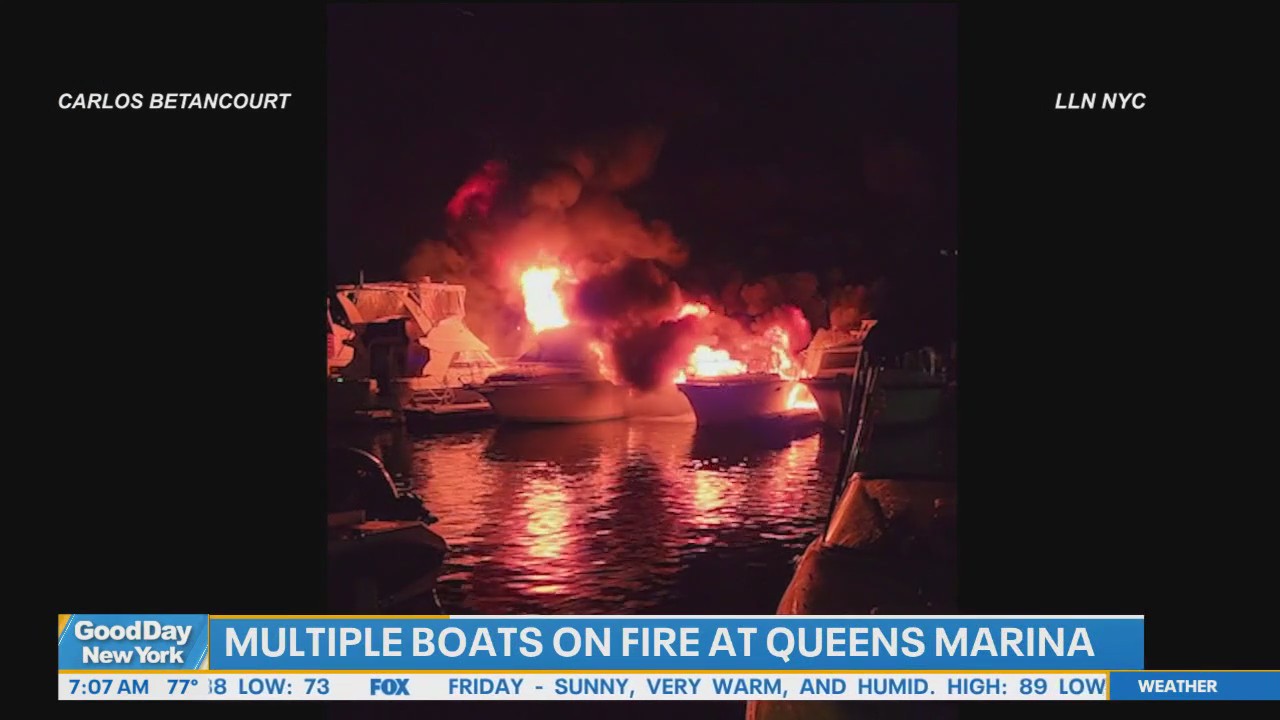 Multiple boats on fire at Queens marina