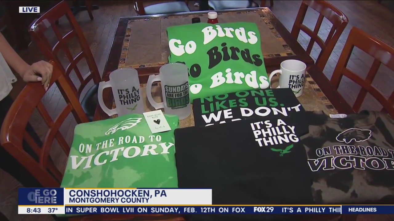 Local woman creating custom Eagles gear for Super Bowl