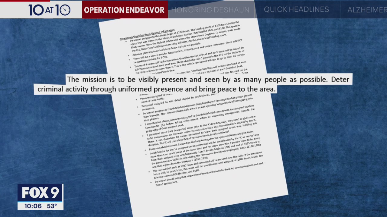 Documents obtained by FOX 9 detail Minneapolis police operation to combat crime