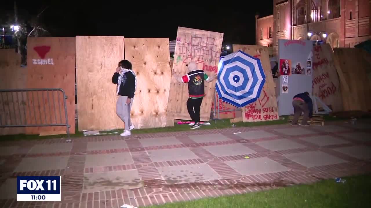 Firecrackers thrown at UCLA encampment