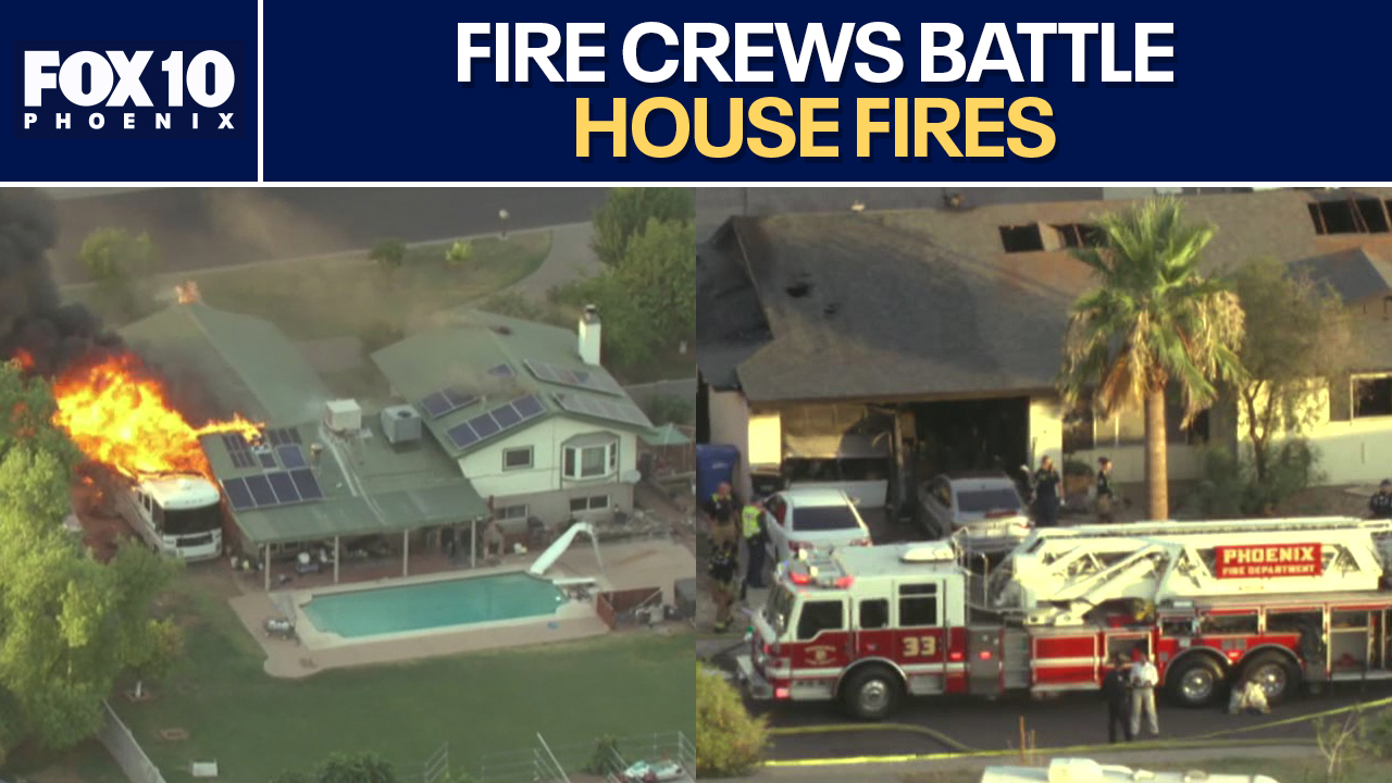 Crews battle 2 house fires in north Phoenix