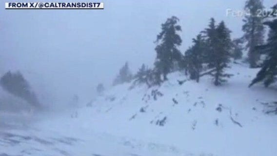 Blowing snow seen in Angeles National Forest