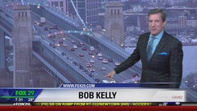 Eagles fans walking Ben Franklin Bridge to parade