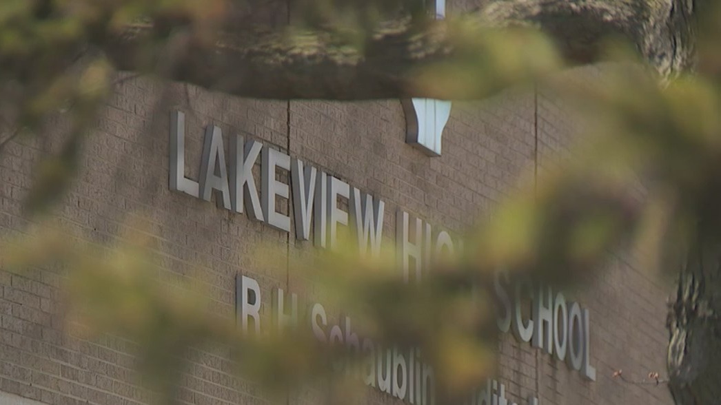 Racist writing spray painted outside Lakeview High School