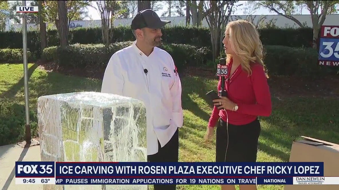 Ice Carving with Rosen Plaza's Executive Chef