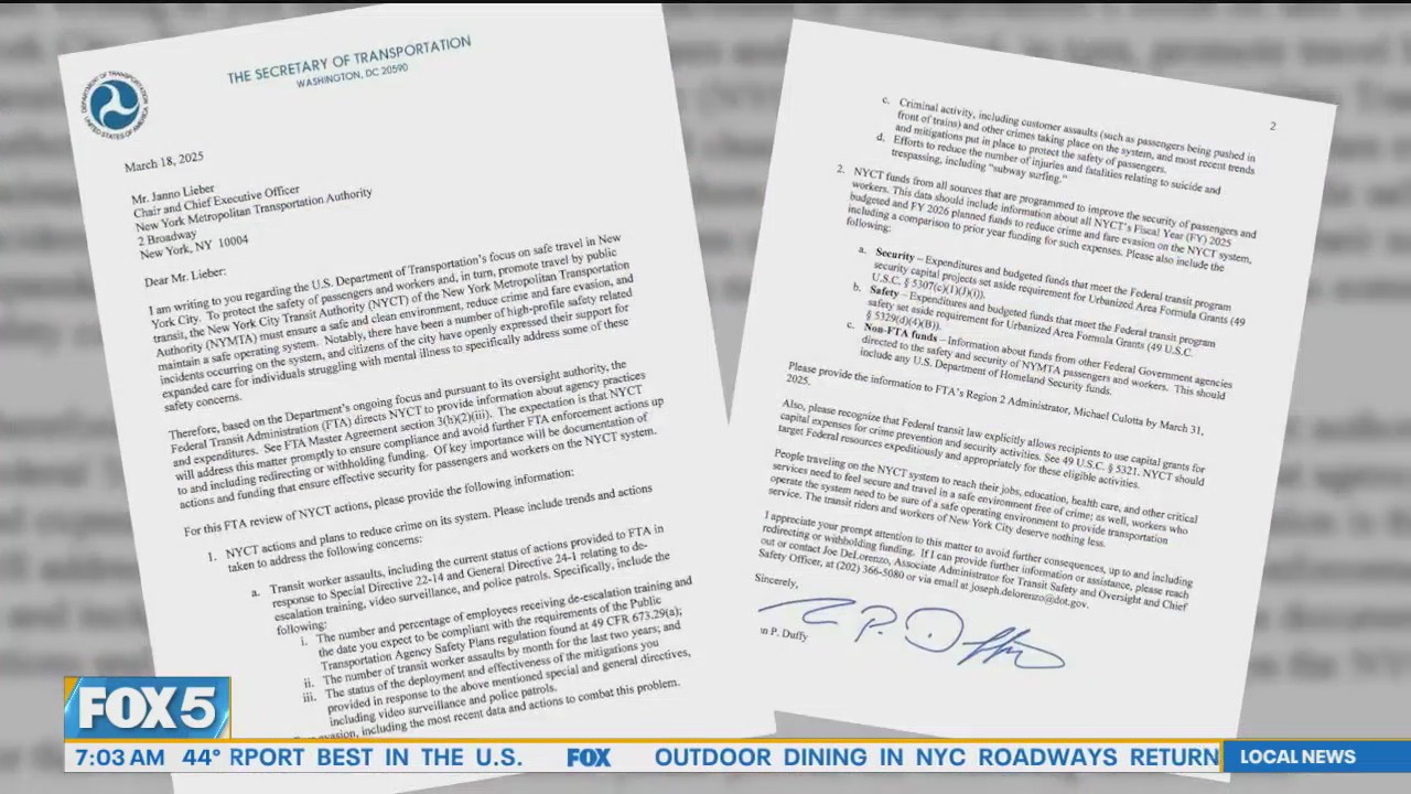 Trump administration threatens to cut MTA funding completely ahead of congestion pricing deadline