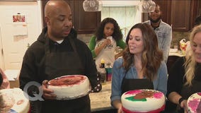 Quincy and Meredith try out cake painting with Caking & Cocktails