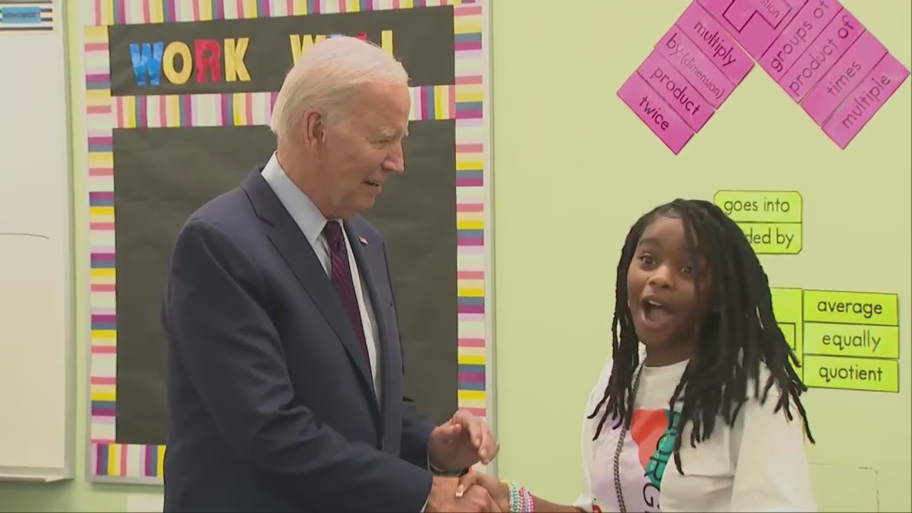 Young student freaks out when meeting Biden