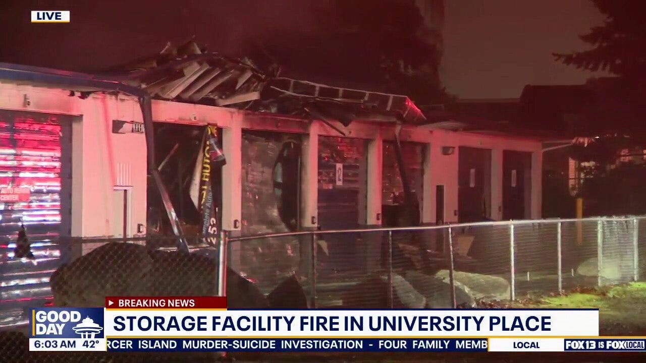 Storage facility a total loss after fire in University Place, WA