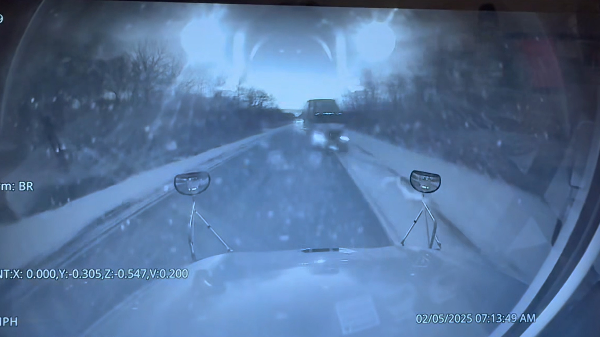 WATCH: School bus barely misses head-on semi crash