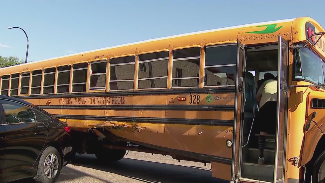 2 kids hurt in school bus vs. dump truck crash