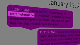 Eye drops homicide trial; texts questioned