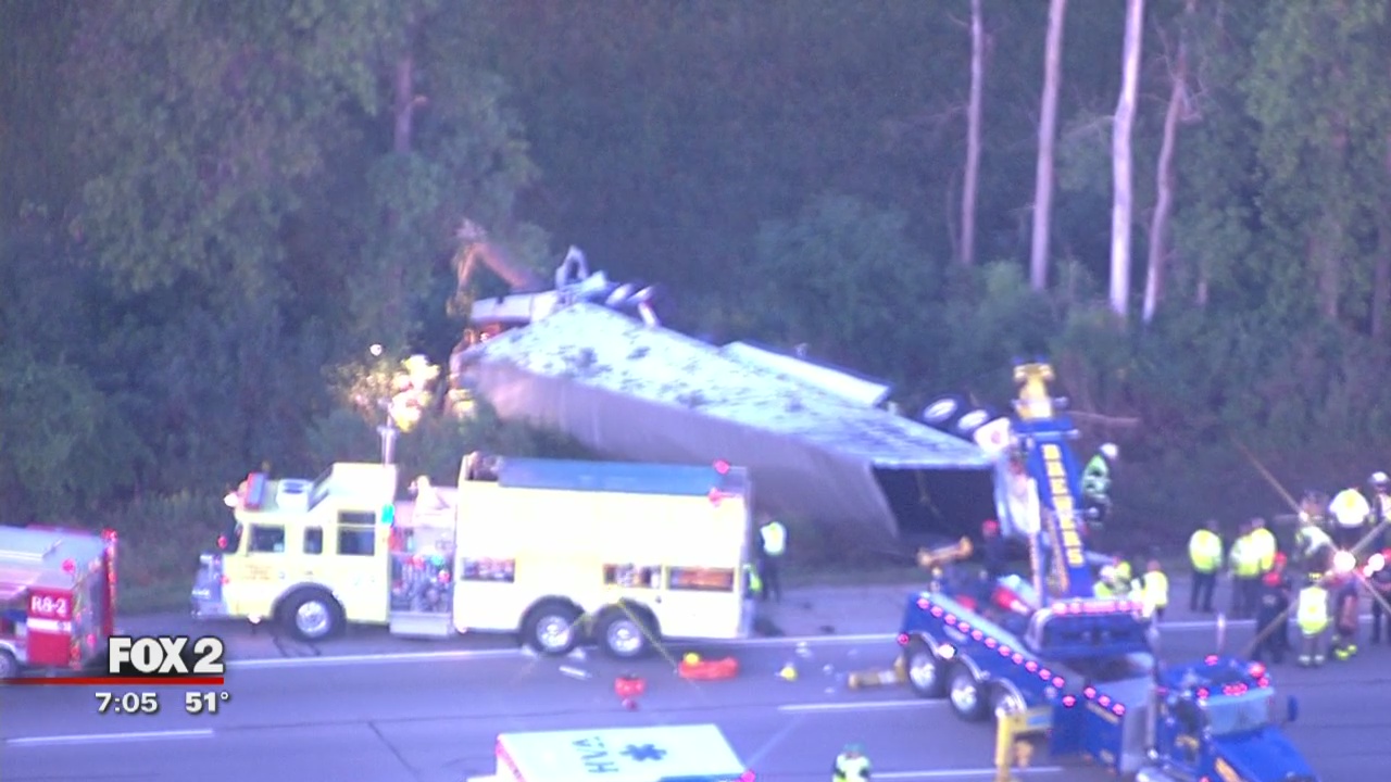EB I-94 closed at Baker Road due to overturned semi