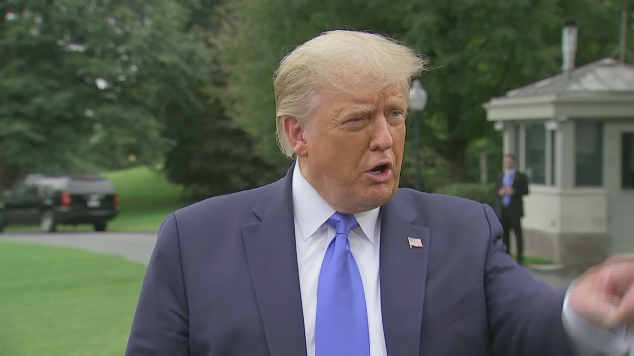 President Donald Trump speaks with reporters ahead of trip to Charlotte