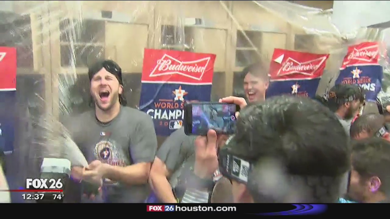 Houston Astros players celebrate World Series win