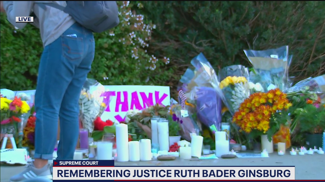 Makeshift memorial for Ruth Bader Ginsburg grows outside Supreme Court Building