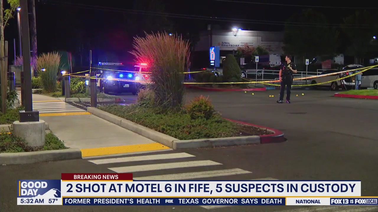 5 suspects in custody after 2 people shot at Fife, WA motel