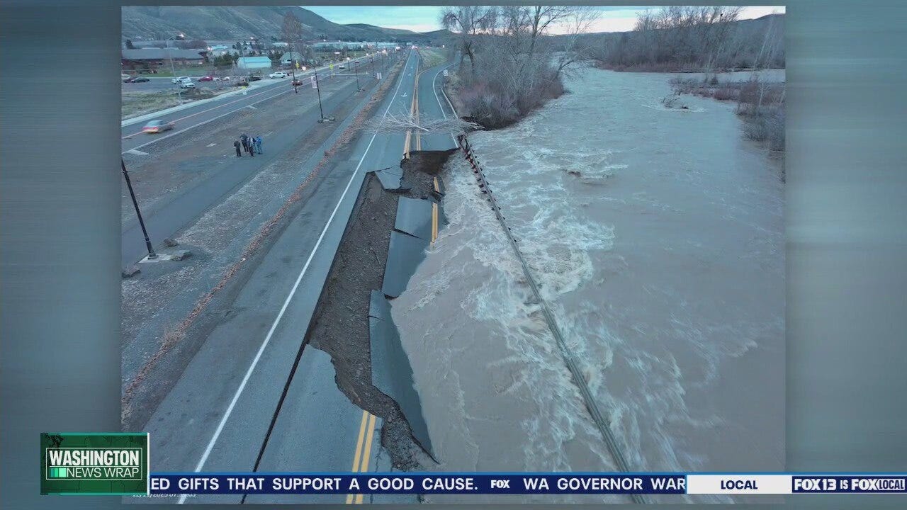 Damage from Naches River flooding in Yakima County, WA