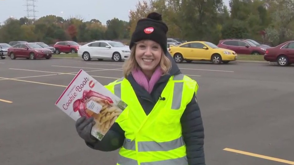 Lining up to get the We Energies Cookie Book