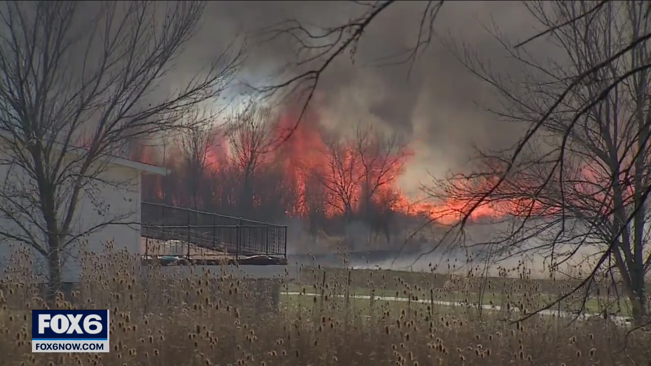 3-alarm brush fire in Menomonee Falls