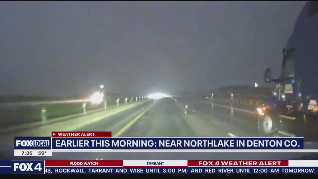 Drive Cam: Lightning, hail sweeps through North Texas