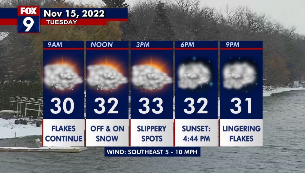 Tuesday's forecast: Light snow, with 1-2 inches possible